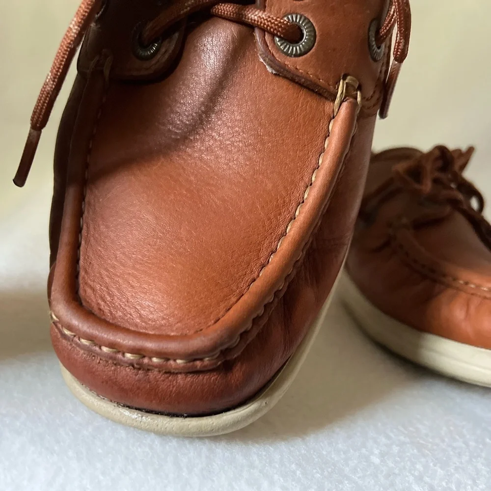 SAS Size 9 Men’s Leather Brown Boat Lace Up Shoes